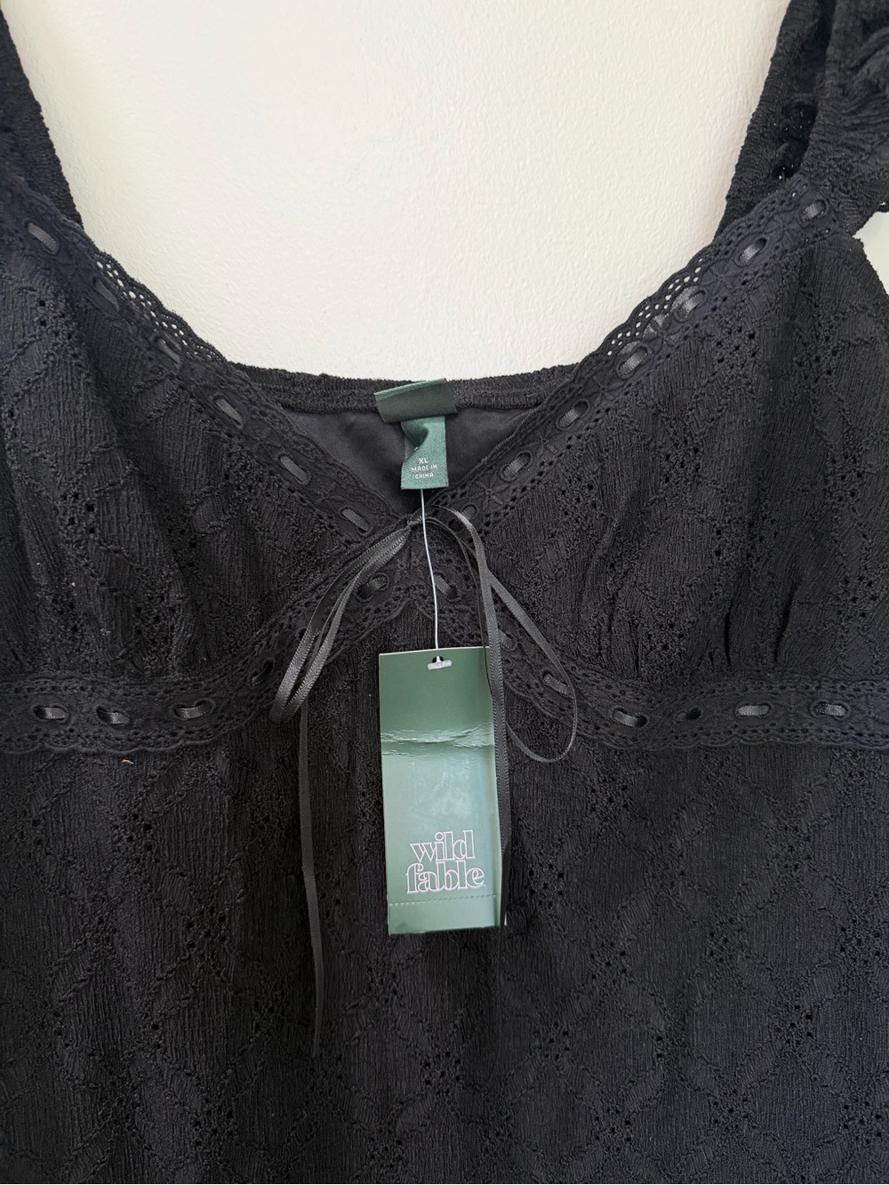 NWT Wild Fable Black Eyelet A-line Mini Dress - Picture 5 of 8